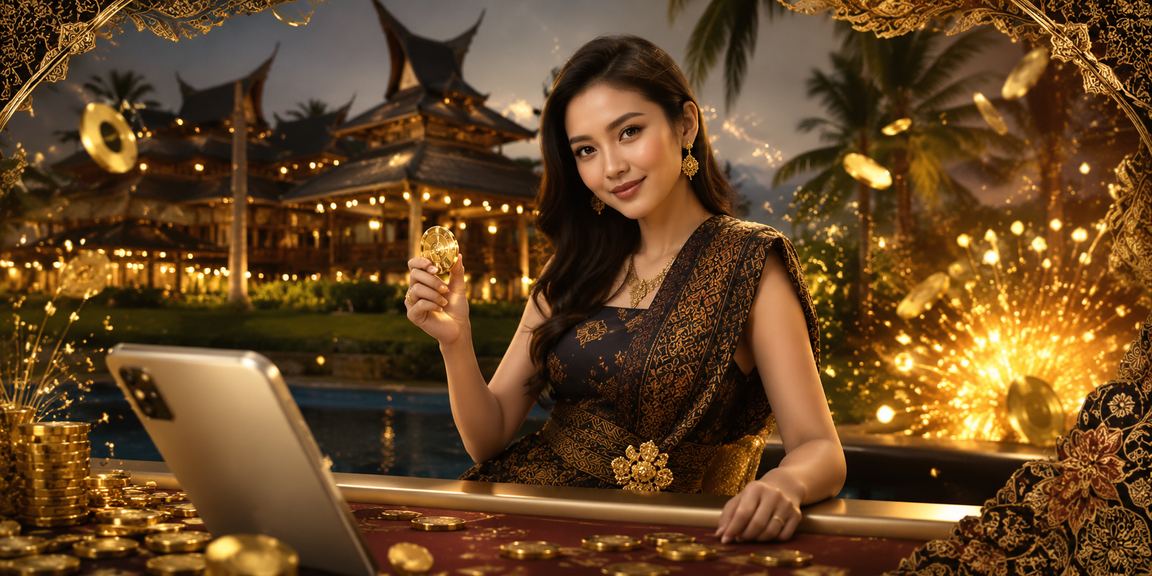 Pemain Sarawak memainkan slot dalam talian dengan motif batik di skrin telefon
